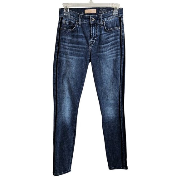 7 For All Mankind Denim - Women's 7 FOR ALL MANKIND The Ankle Skinny Jeans DARK WASH BLUE size 26 Denim